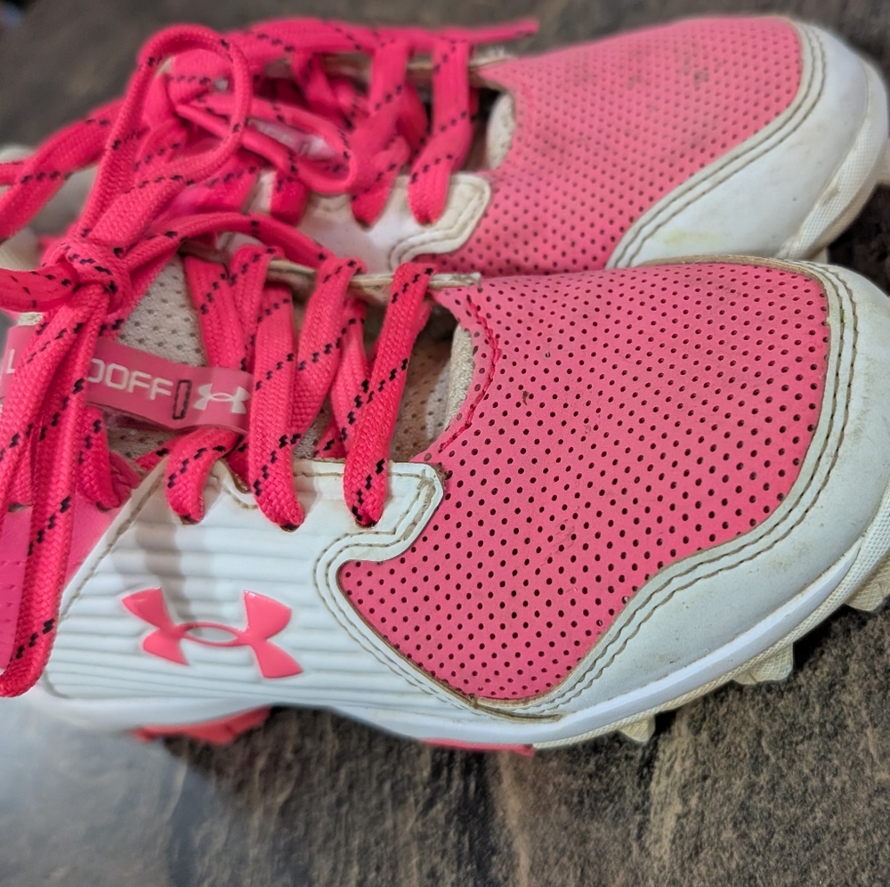Little Girls Size 13 Under Armour Pink and White Cleats